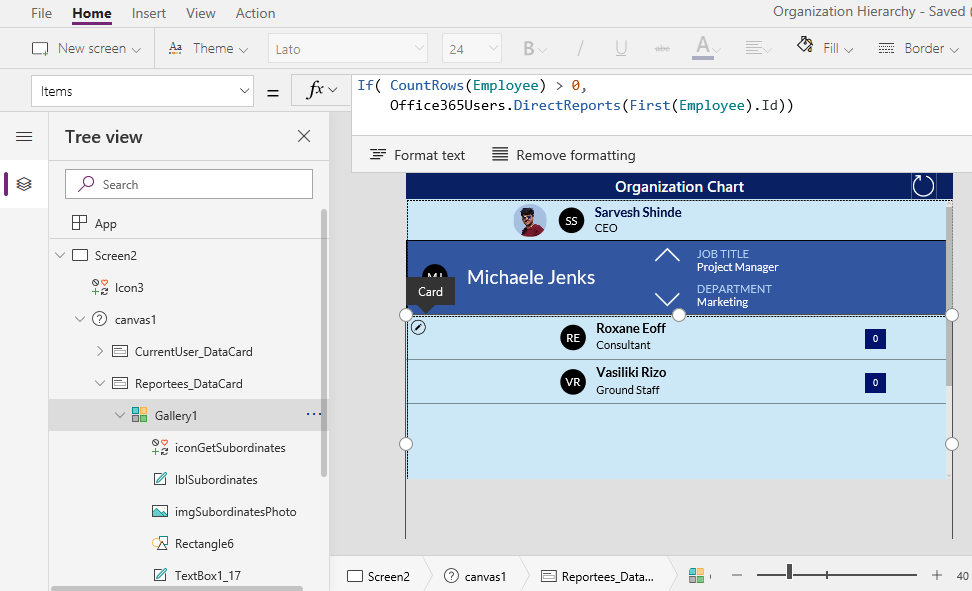 Organization Chart Using PowerApps In SharePoint Online